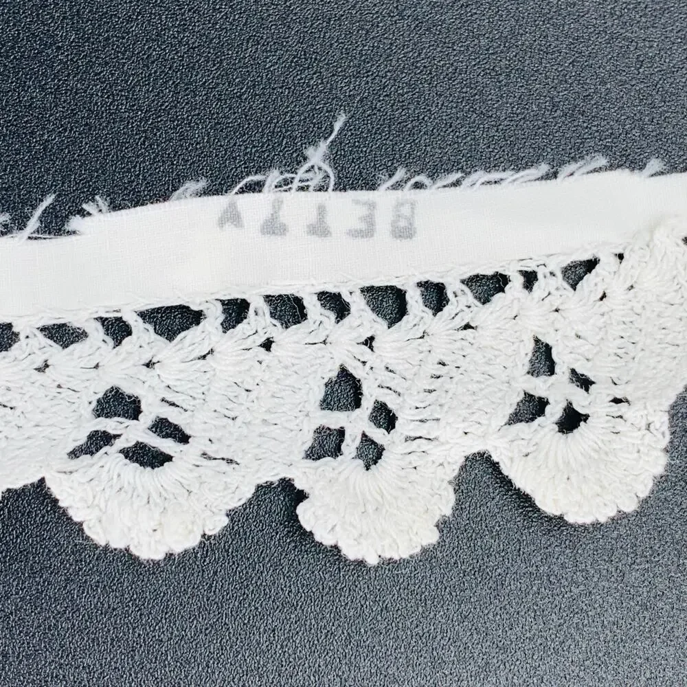 Hand Crochet Trim White Lace Scalloped Two 40 Inch Pieces Repurpose Imperfect
